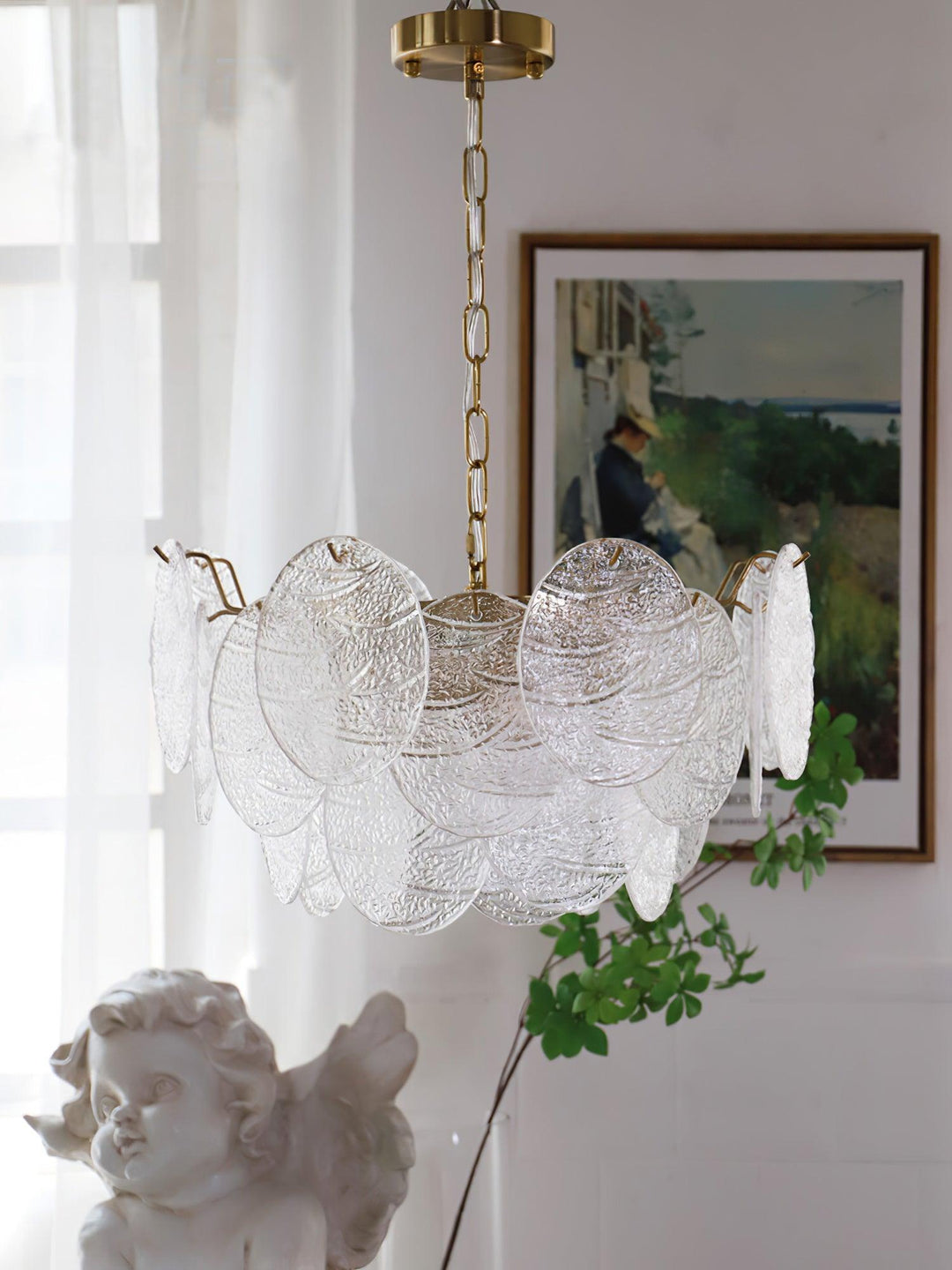 Lustra Chandelier Disque en Verre Doré - Neutralighting