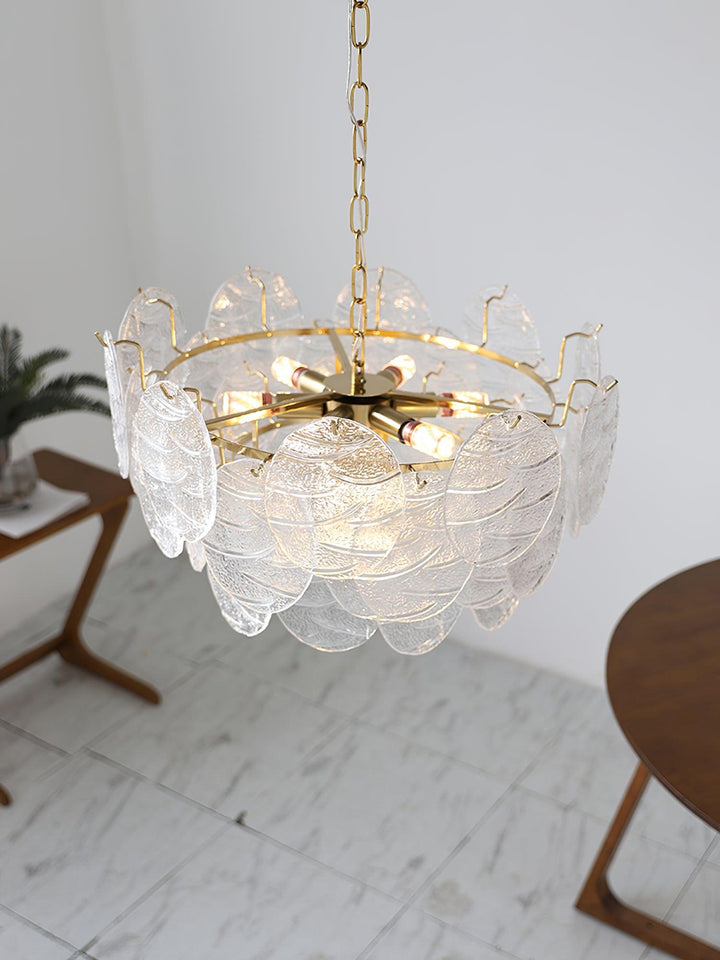 Lustra Chandelier Disque en Verre Doré - Neutralighting