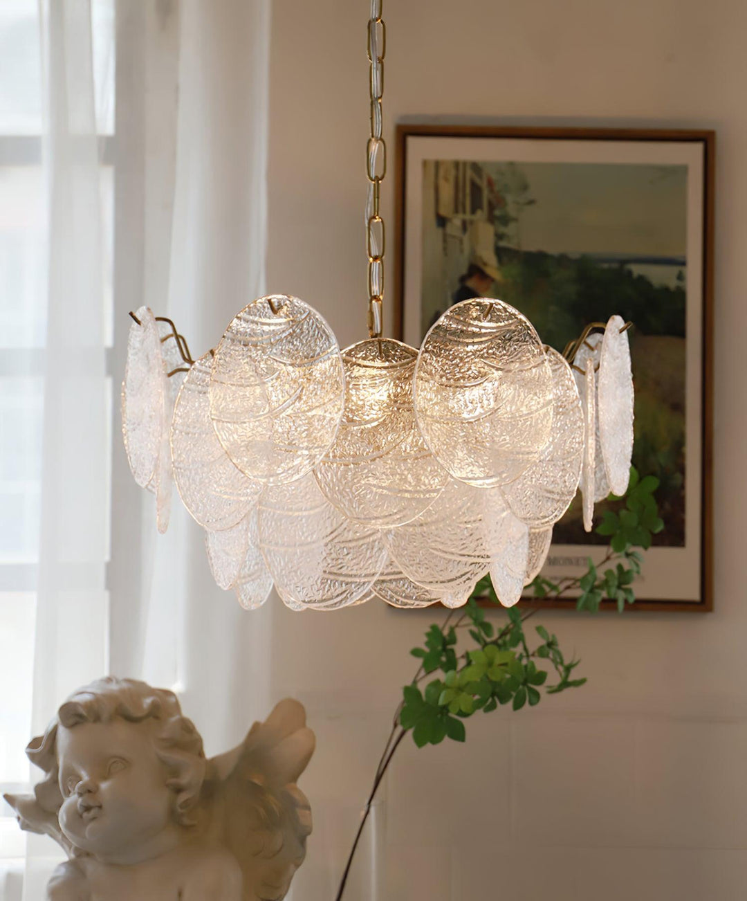 Lustra Chandelier Disque en Verre Doré - Neutralighting