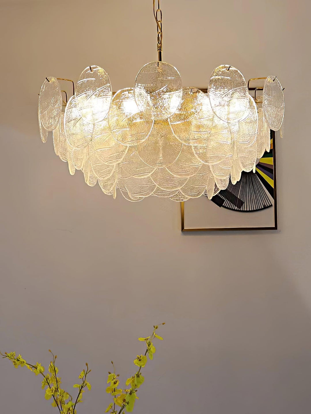 Lustra Chandelier Disque en Verre Doré - Neutralighting