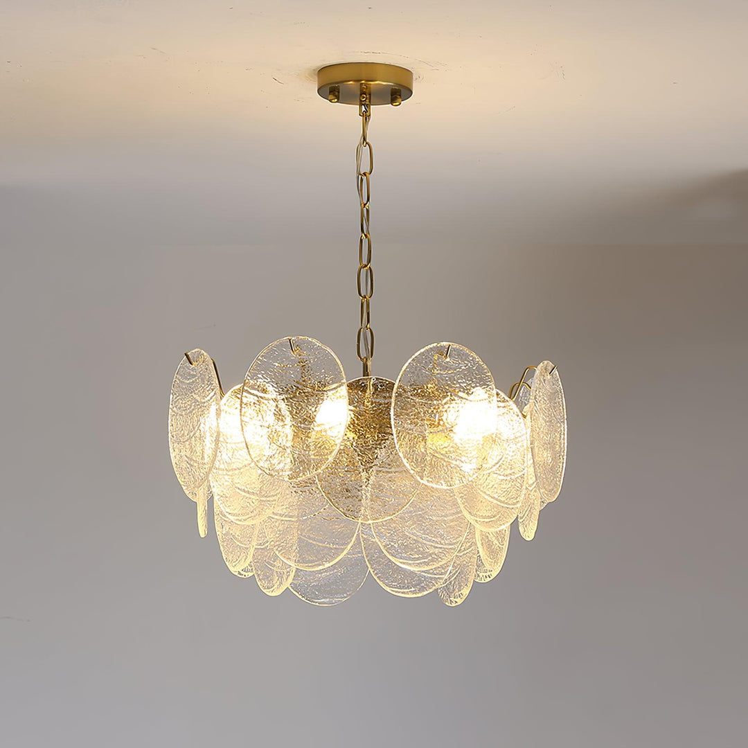 Lustra Chandelier Disque en Verre Doré - Neutralighting