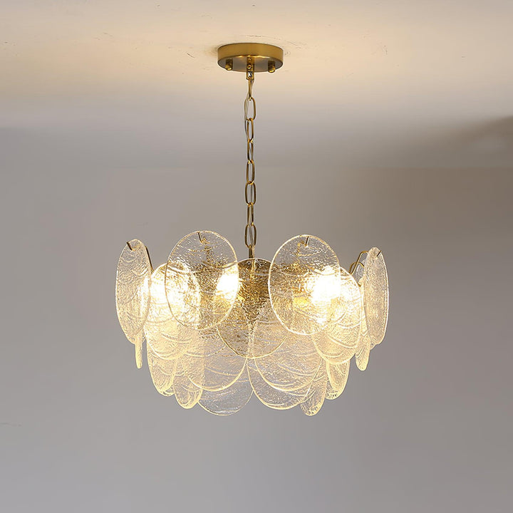 Lustra Chandelier Disque en Verre Doré - Neutralighting