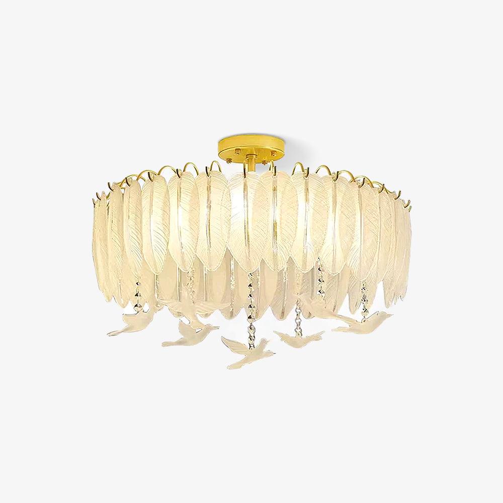 Solara Plafonnier en Verre Plume Oiseau Élégant - Neutralighting