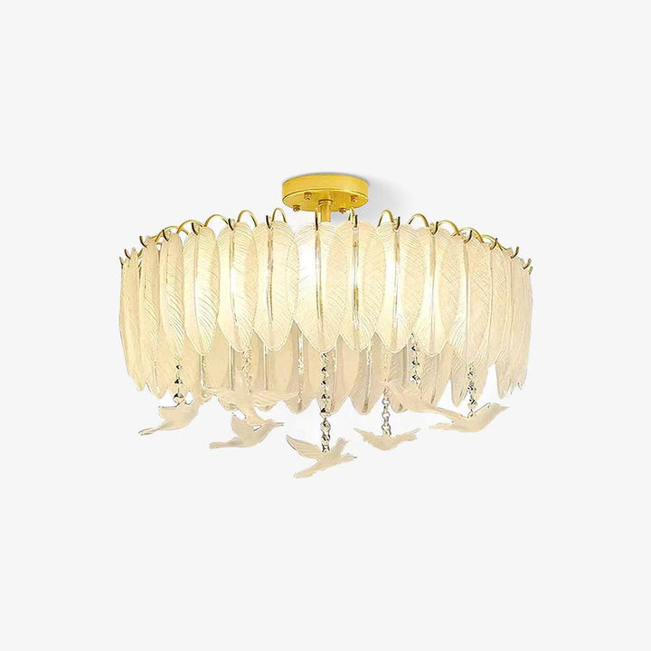 Solara Plafonnier en Verre Plume Oiseau Élégant - Neutralighting