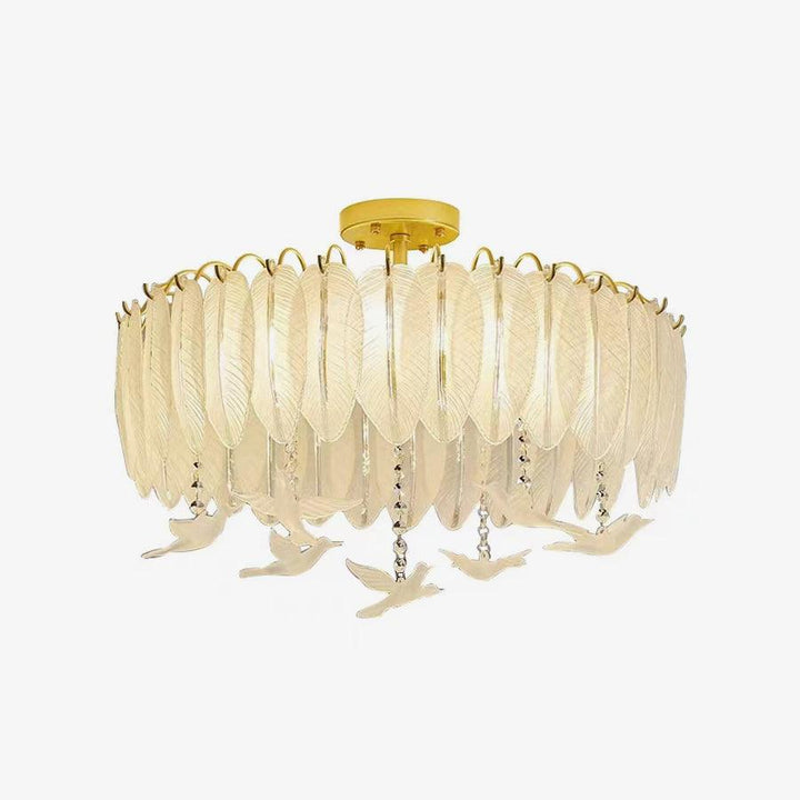 Solara Plafonnier en Verre Plume Oiseau Élégant - Neutralighting