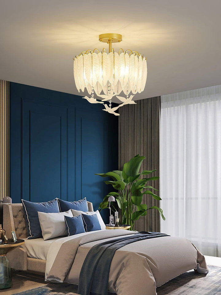 Solara Plafonnier en Verre Plume Oiseau Élégant - Neutralighting