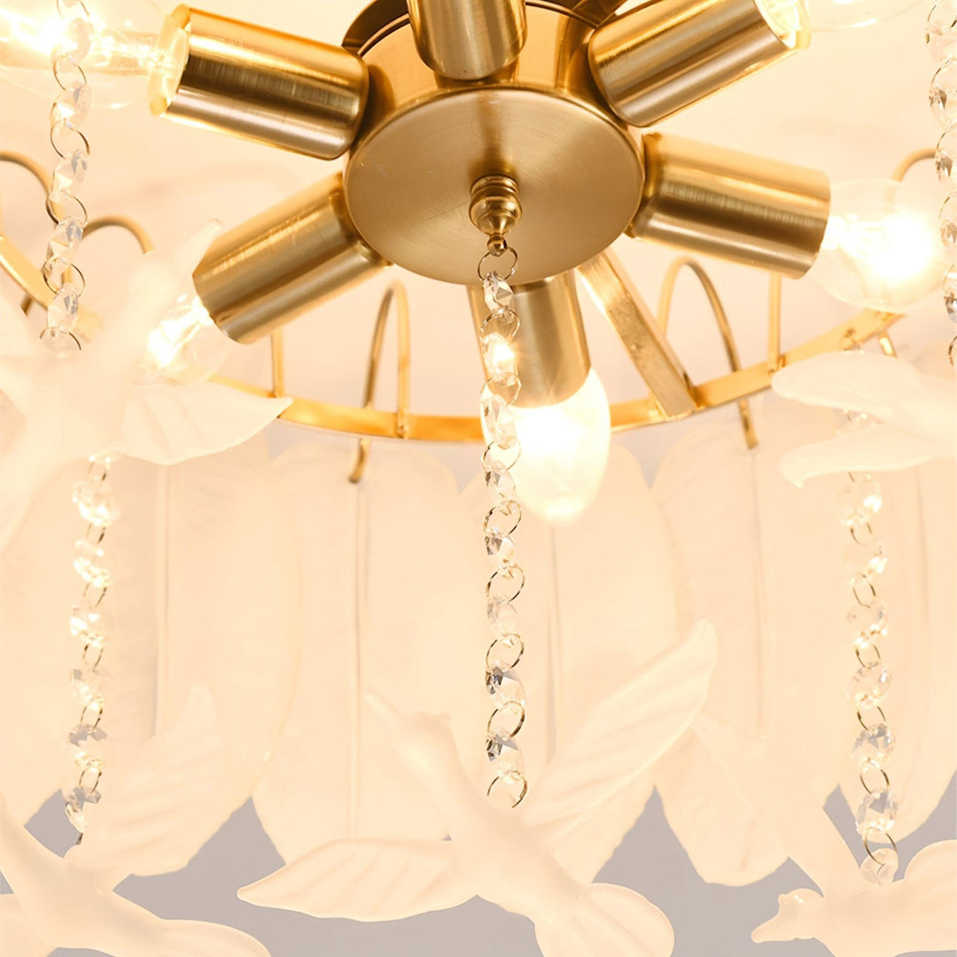 Solara Plafonnier en Verre Plume Oiseau Élégant - Neutralighting