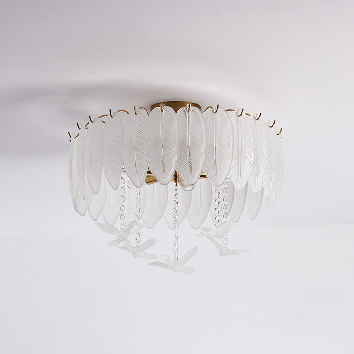 Solara Plafonnier en Verre Plume Oiseau Élégant - Neutralighting