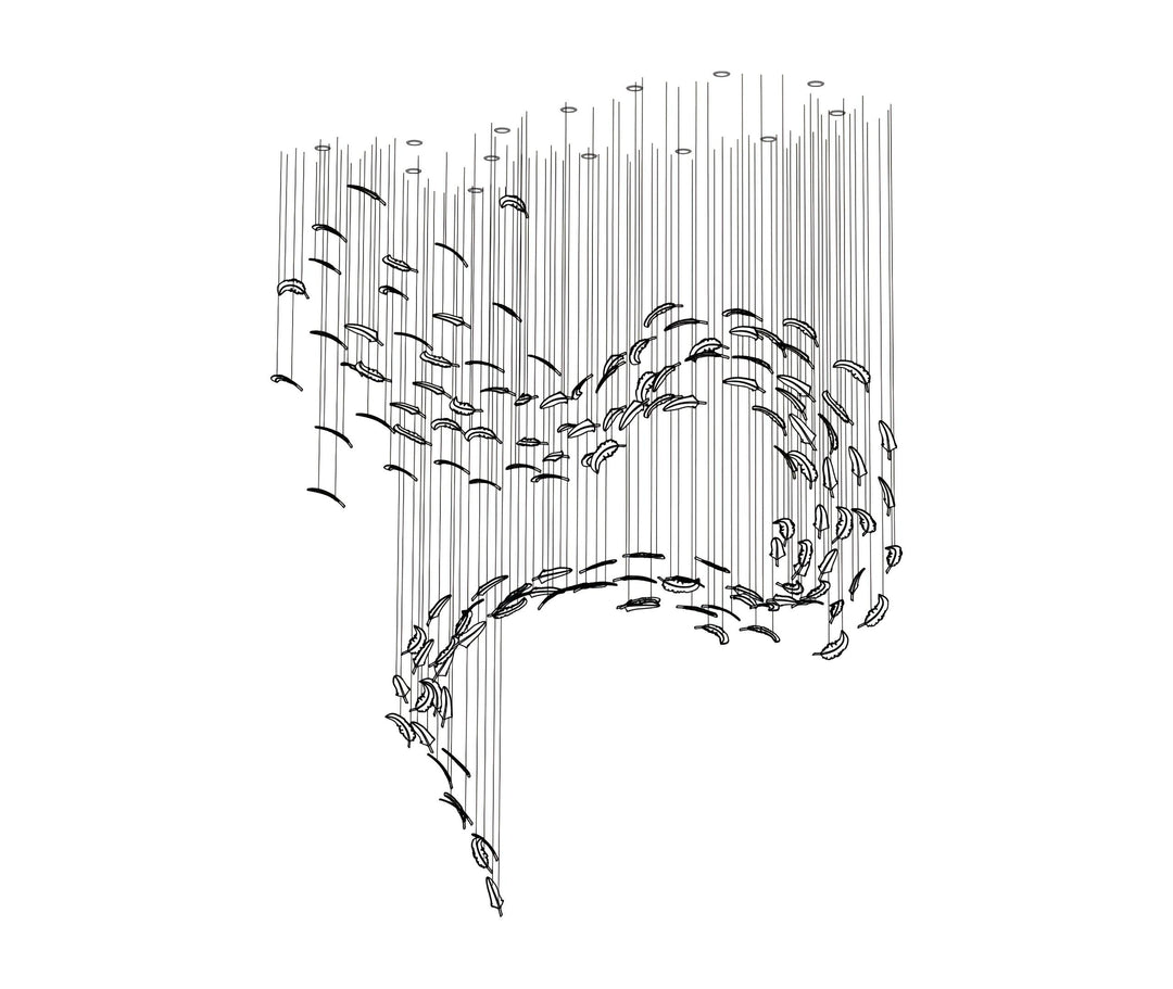 Aetherial Chandelier Feuille en Verre - Neutralighting