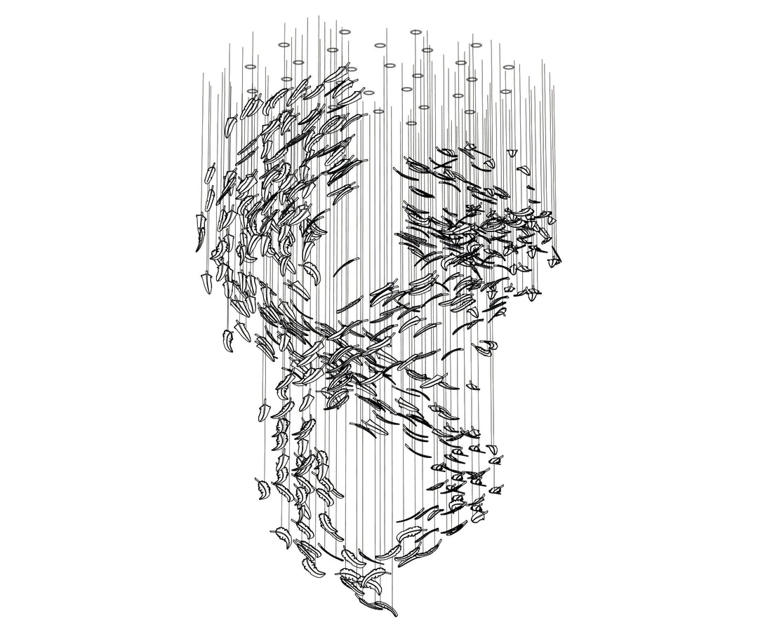 Aetherial Chandelier Feuille en Verre - Neutralighting