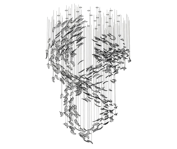 Aetherial Chandelier Feuille en Verre - Neutralighting