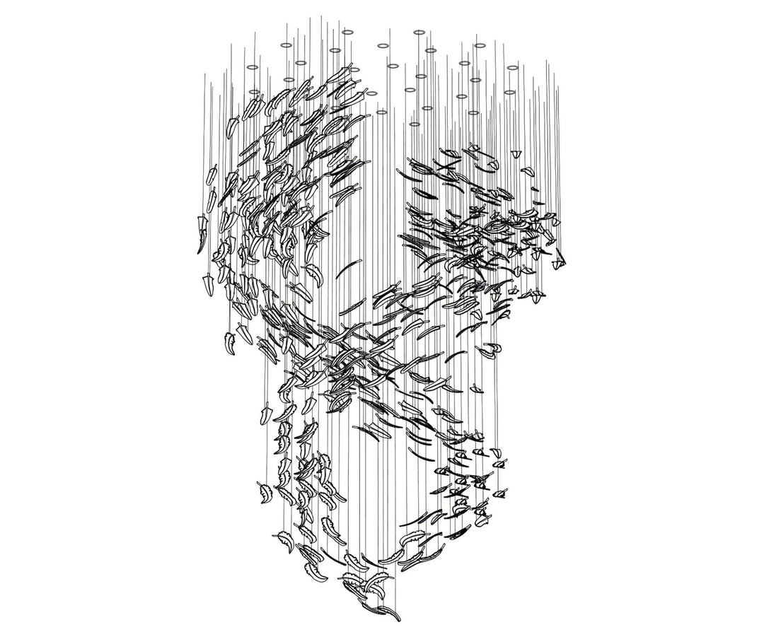 Aetherial Chandelier Feuille en Verre - Neutralighting