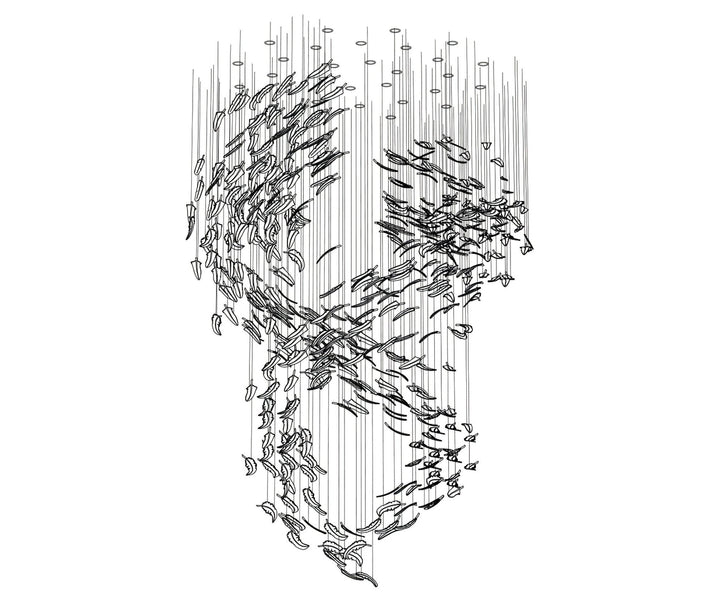 Aetherial Chandelier Feuille en Verre - Neutralighting