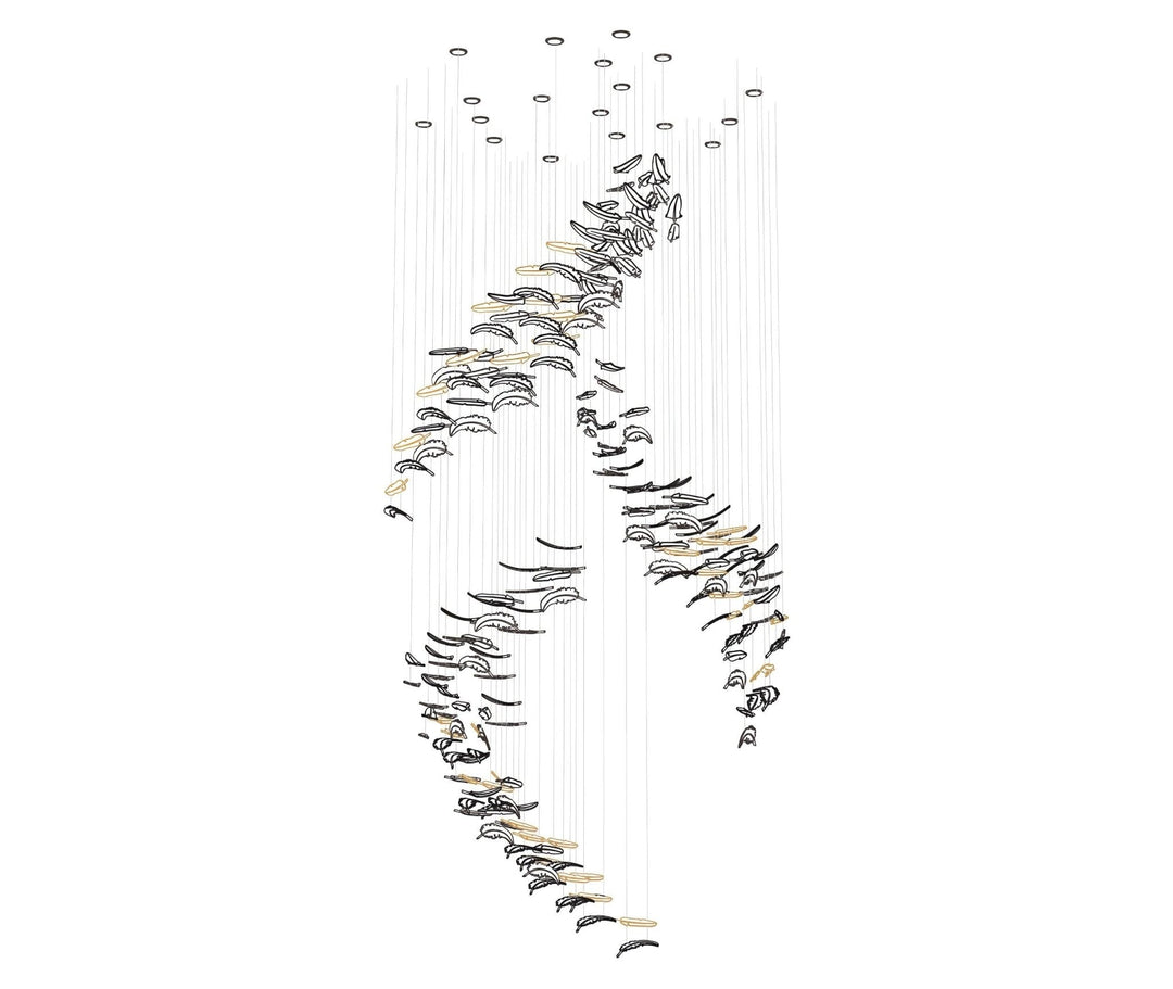Aetherial Chandelier Feuille en Verre - Neutralighting