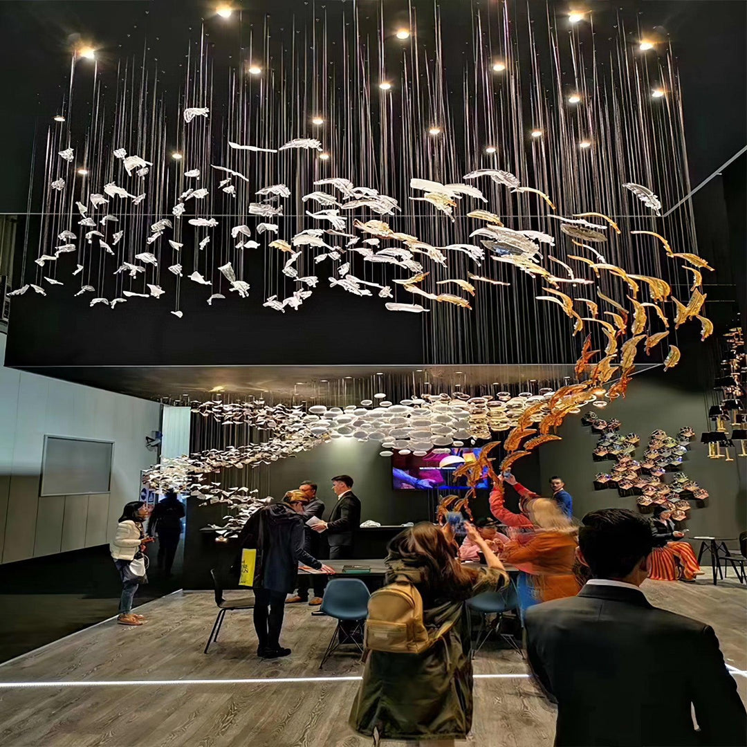 Aetherial Chandelier Feuille en Verre - Neutralighting