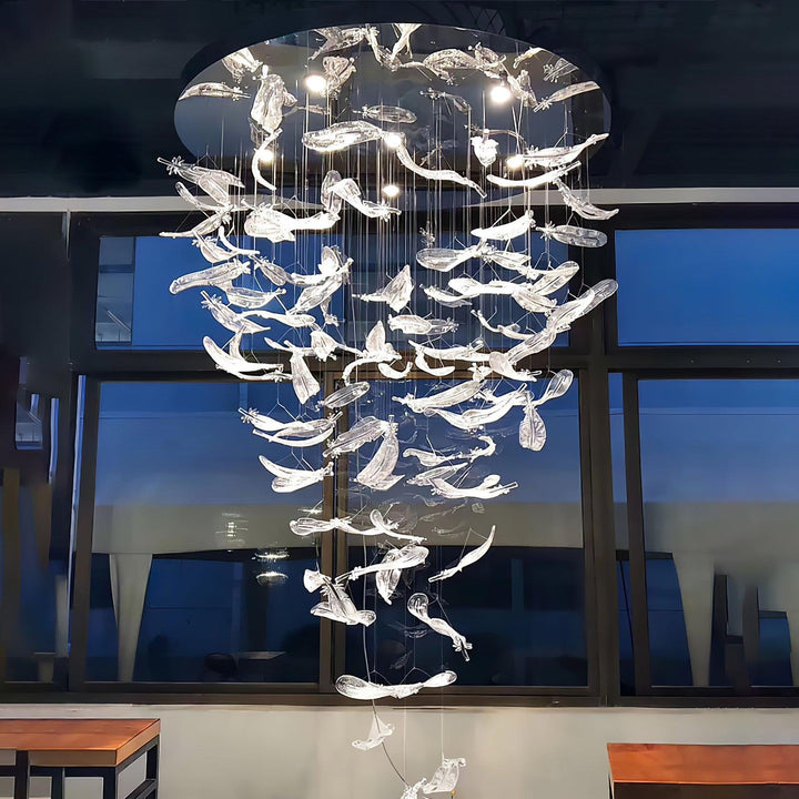 Aetherial Chandelier Feuille en Verre - Neutralighting