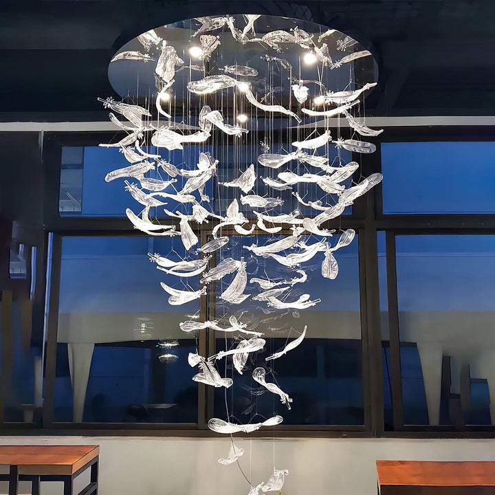 Aetherial Chandelier Feuille en Verre - Neutralighting