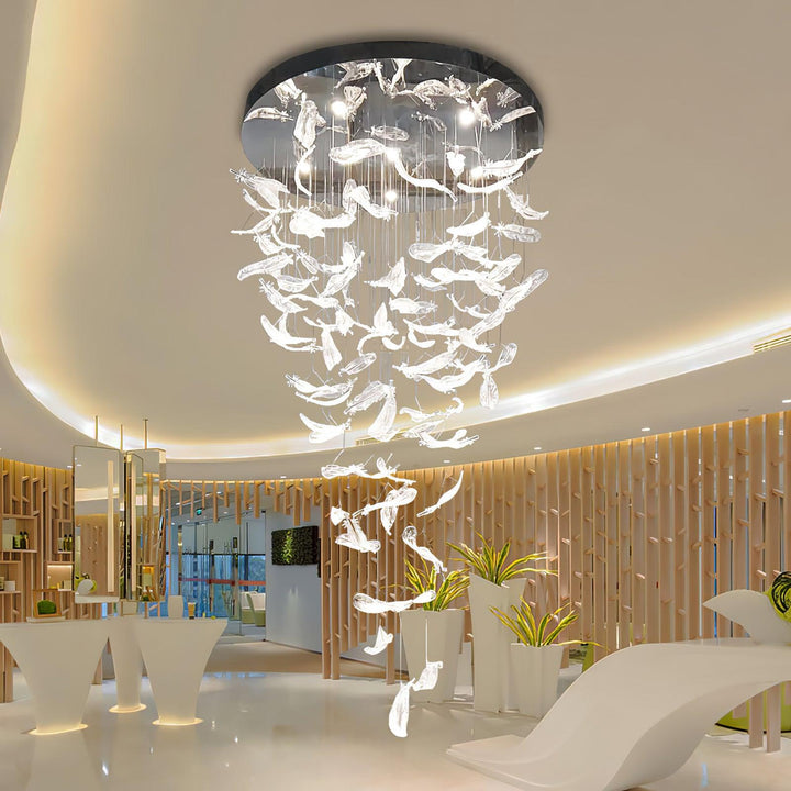 Aetherial Chandelier Feuille en Verre - Neutralighting