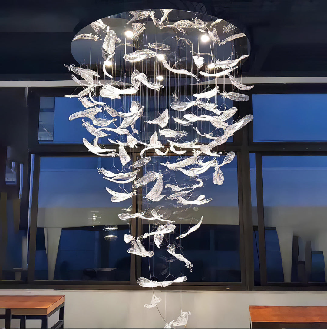 Aetherial Chandelier Feuille en Verre - Neutralighting