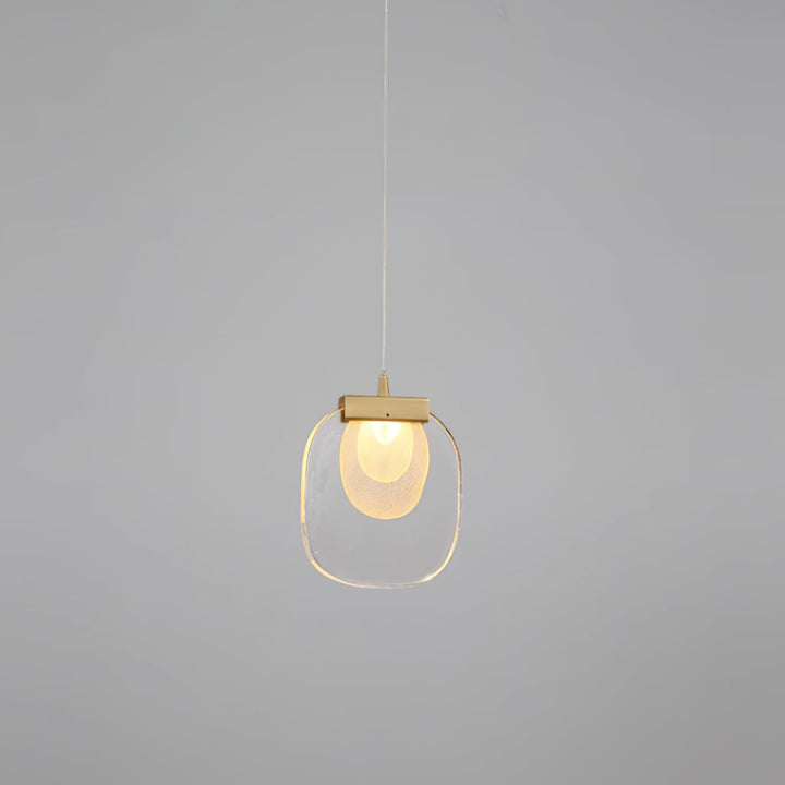 Virelli Lampe Pendante Abat-jour en Verre Ondulé Accent Doré Scandi LED - Neutralighting