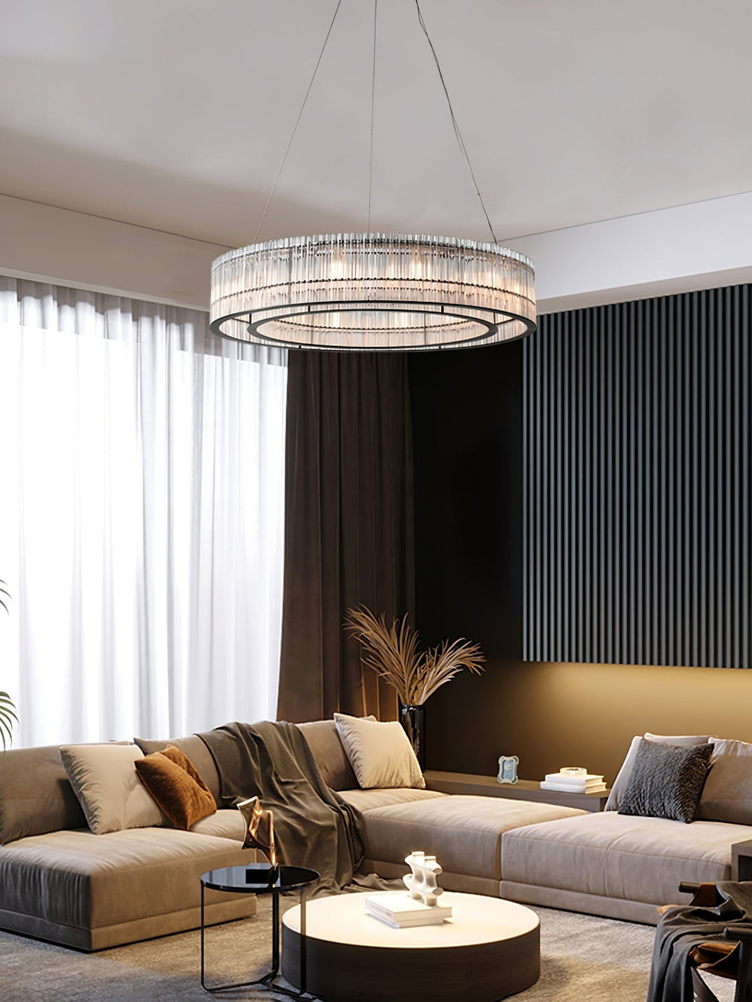 Lustra Suspension en Verre Tube Anneau Moderne Luxe - Neutralighting