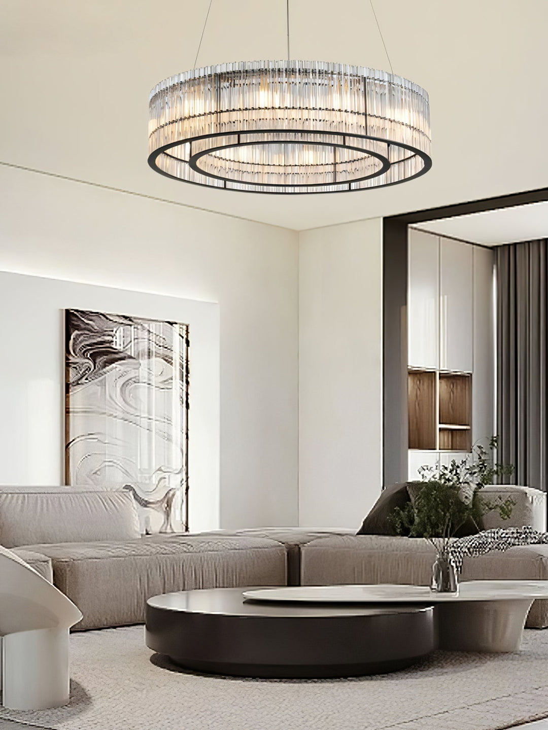 Lustra Suspension en Verre Tube Anneau Moderne Luxe - Neutralighting