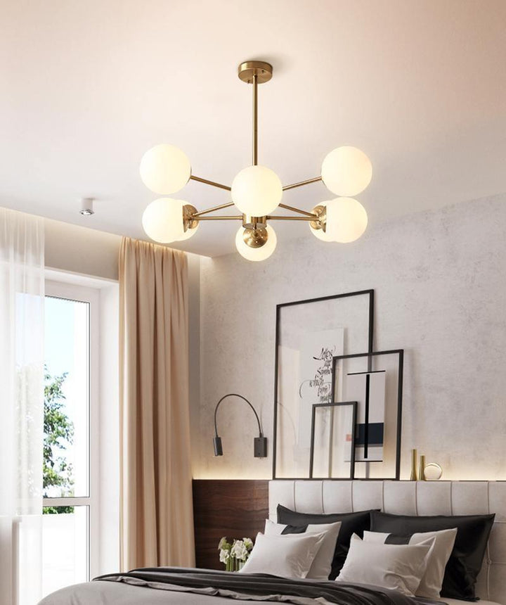 Lustra Chandelier en Laiton Verre Opale - Neutralighting