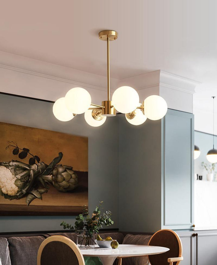 Lustra Chandelier en Laiton Verre Opale - Neutralighting