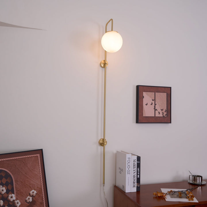 Evshaia Premium Elegance Globe Plug-in Brass Glass Sconce Wall lamp - Neutralighting