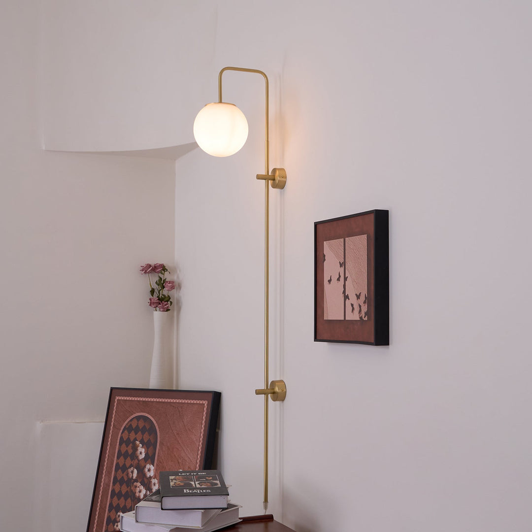 Evshaia Premium Elegance Globe Plug-in Brass Glass Sconce Wall lamp - Neutralighting