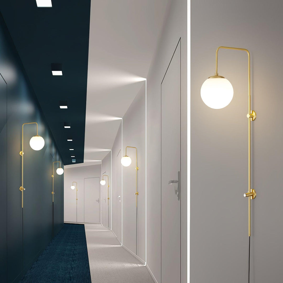 Evshaia Premium Elegance Globe Plug-in Brass Glass Sconce Wall lamp - Neutralighting