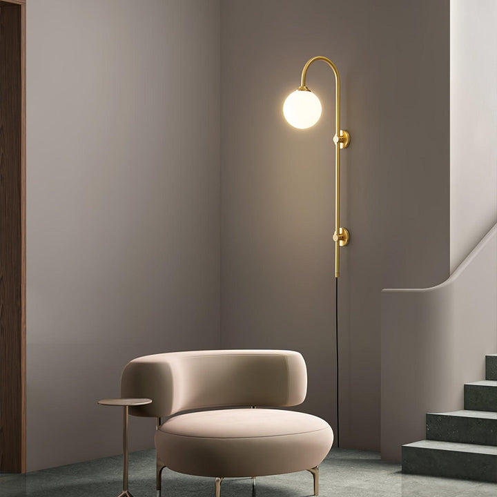 Evshaia Premium Elegance Globe Plug-in Brass Glass Sconce Wall lamp - Neutralighting