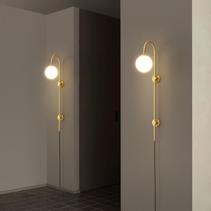 Evshaia Premium Elegance Globe Plug-in Brass Glass Sconce Wall lamp - Neutralighting