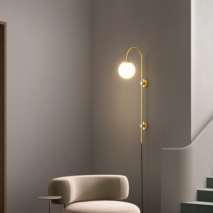 Evshaia Premium Elegance Globe Plug-in Brass Glass Sconce Wall lamp - Neutralighting