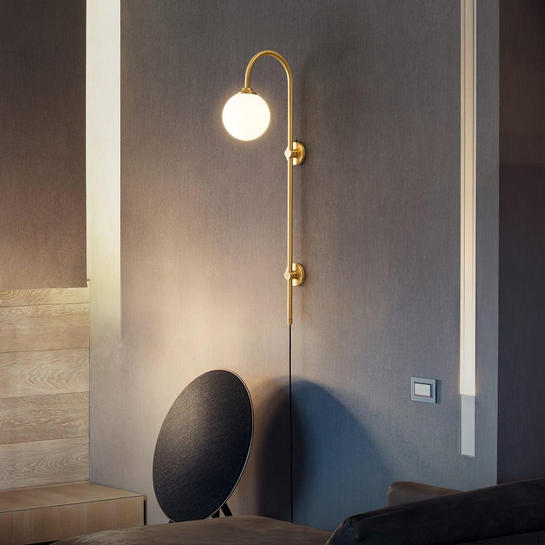 Evshaia Premium Elegance Globe Plug-in Brass Glass Sconce Wall lamp - Neutralighting