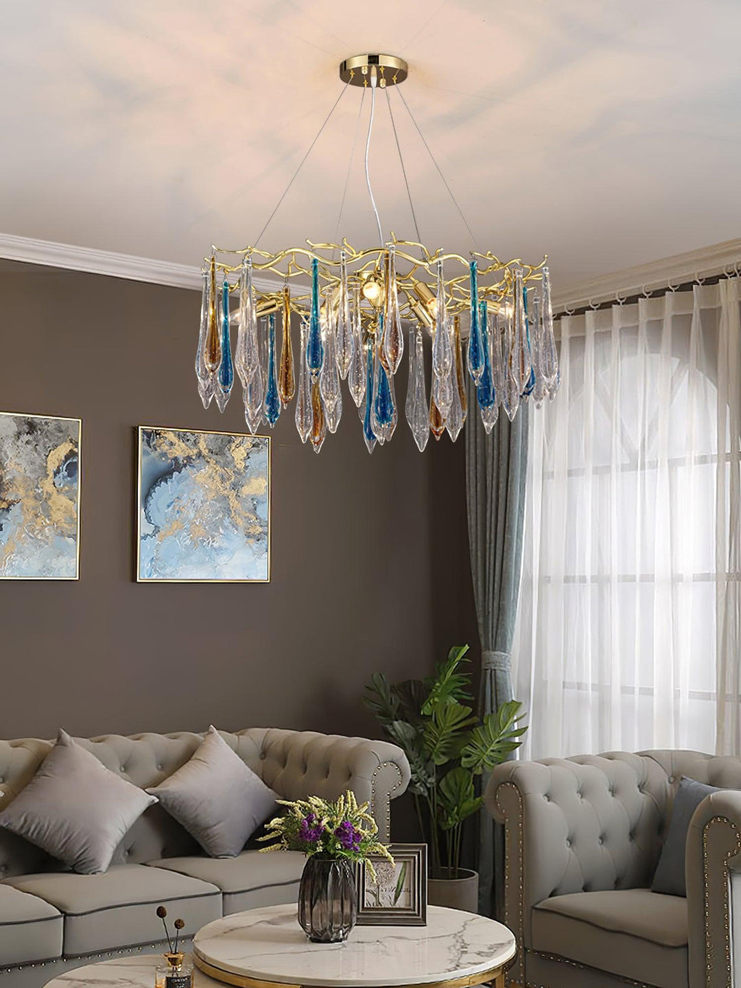 Aurora Chandelier en Verre de Luxe - Neutralighting