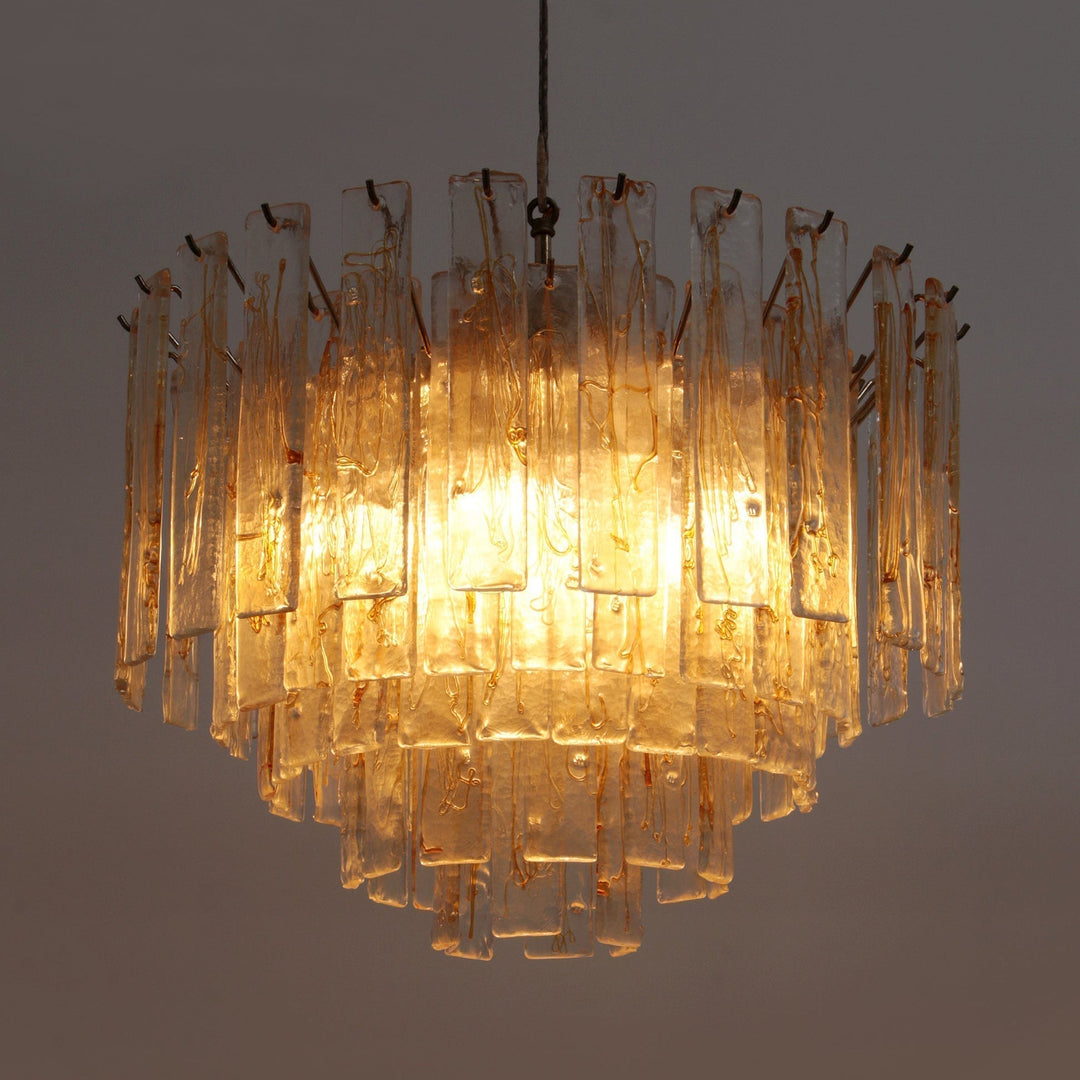 Aurora Lustre Doré Ambre Verre Superposé Géométrique Luxe - Neutralighting