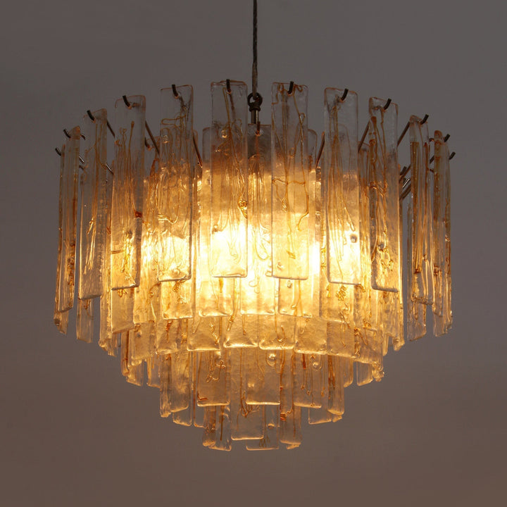 Aurora Lustre Doré Ambre Verre Superposé Géométrique Luxe - Neutralighting