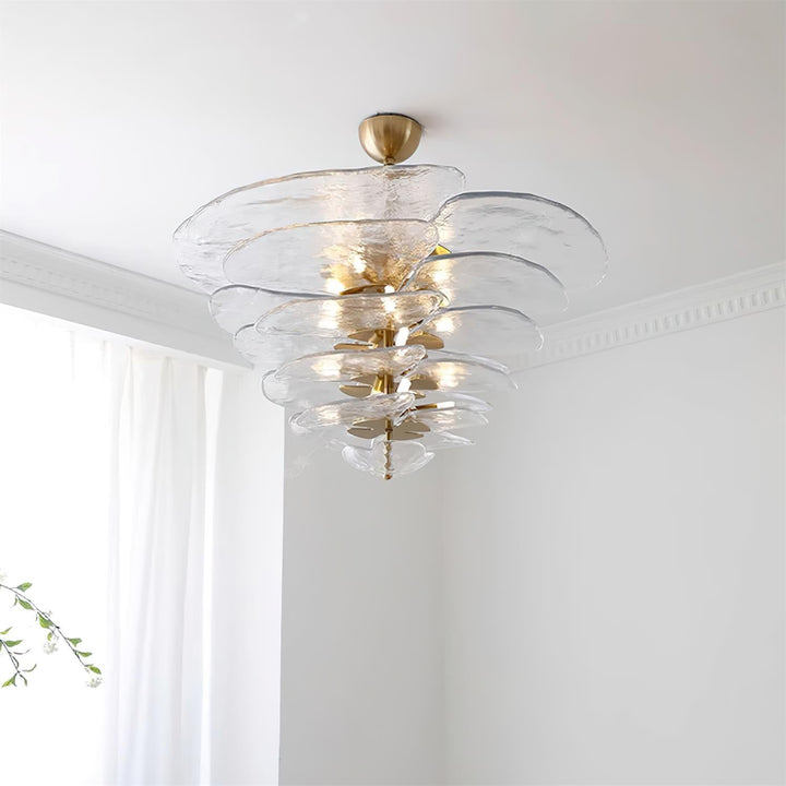 Aurora Chandelier Pétale en Verre Murano Doré Luxe - Neutralighting