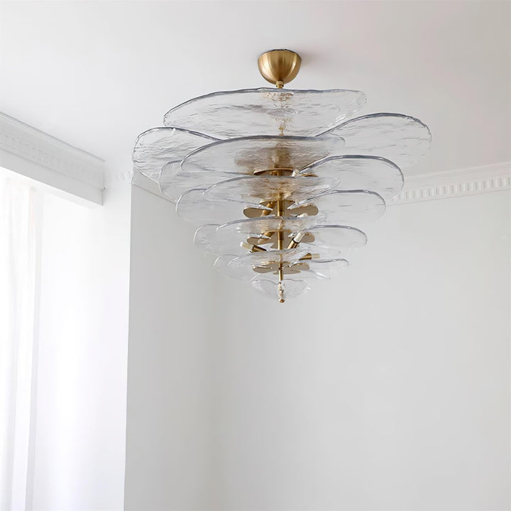 Aurora Chandelier Pétale en Verre Murano Doré Luxe - Neutralighting