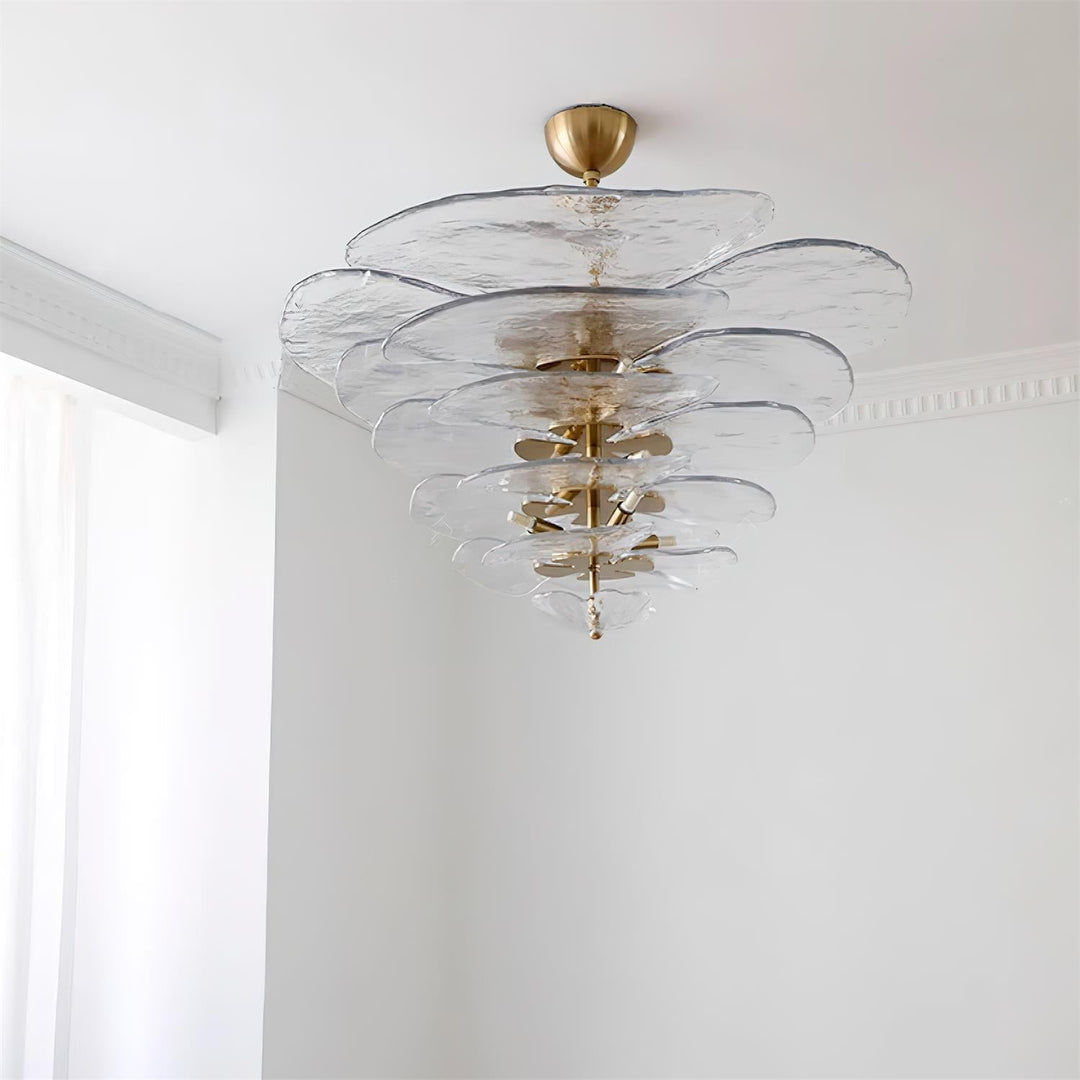 Aurora Chandelier Pétale en Verre Murano Doré Luxe - Neutralighting