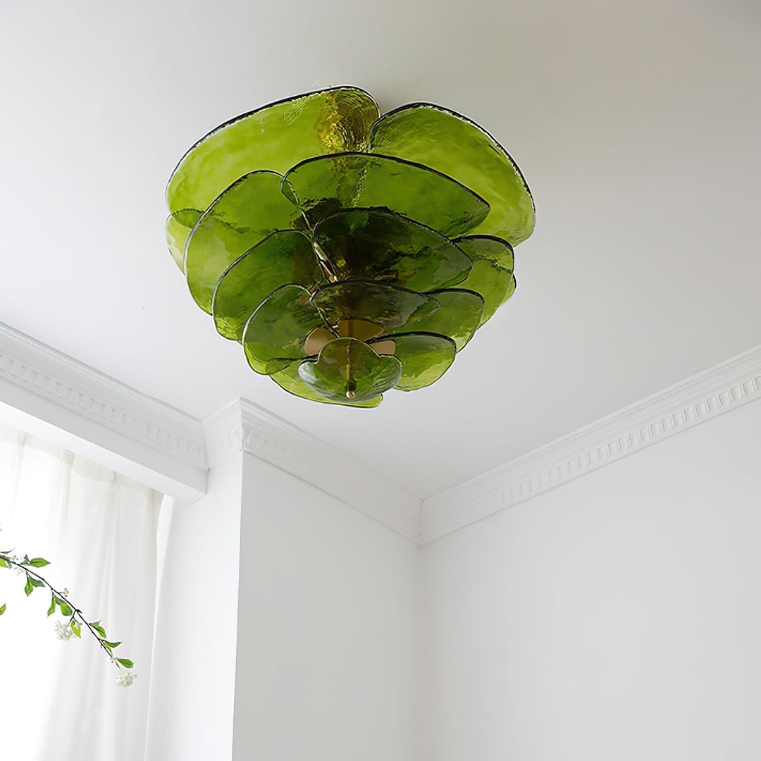 Aurora Chandelier Pétale en Verre Murano Doré Luxe - Neutralighting