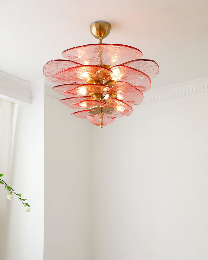 Aurora Chandelier Pétale en Verre Murano Doré Luxe - Neutralighting