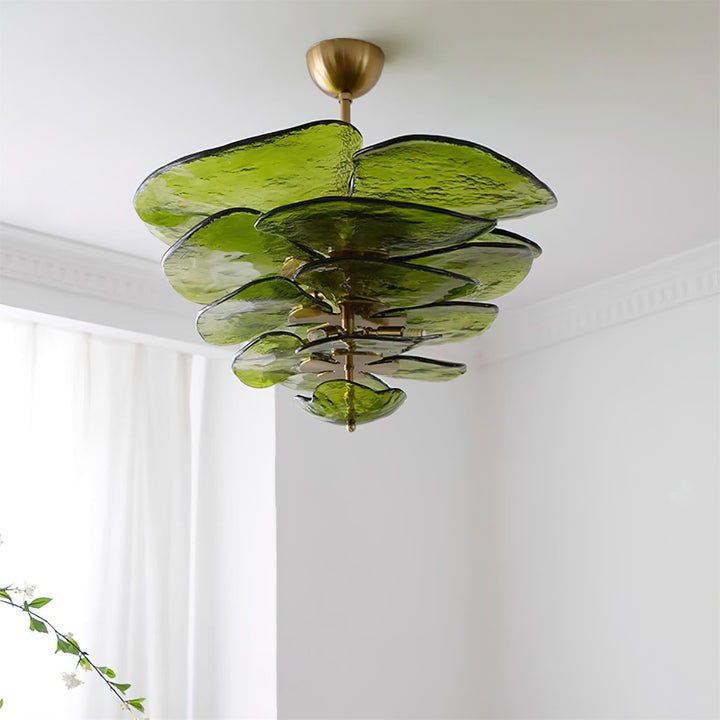 Aurora Chandelier Pétale en Verre Murano Doré Luxe - Neutralighting