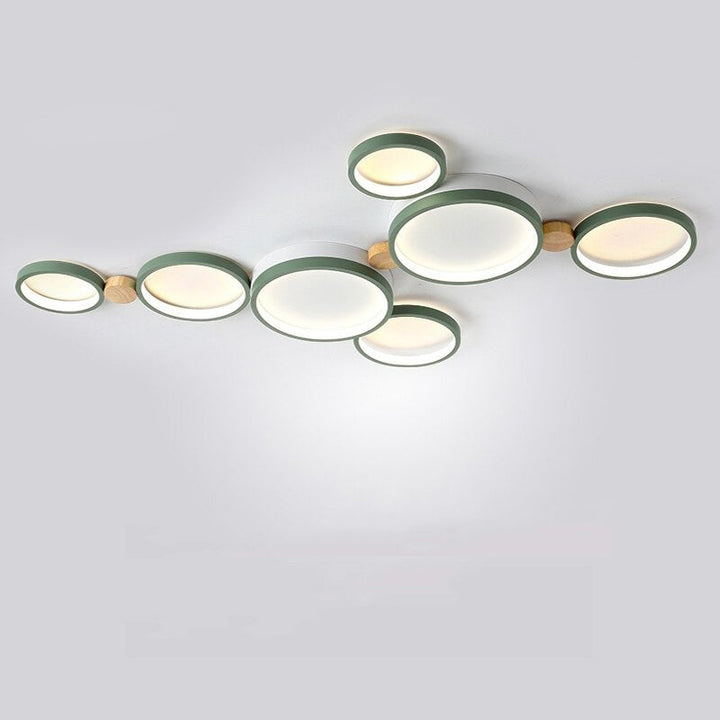 Fylo Plafonnier Rond Moderne. Métal/Bois. Blanc/Gris/Vert. Salon - Neutralighting