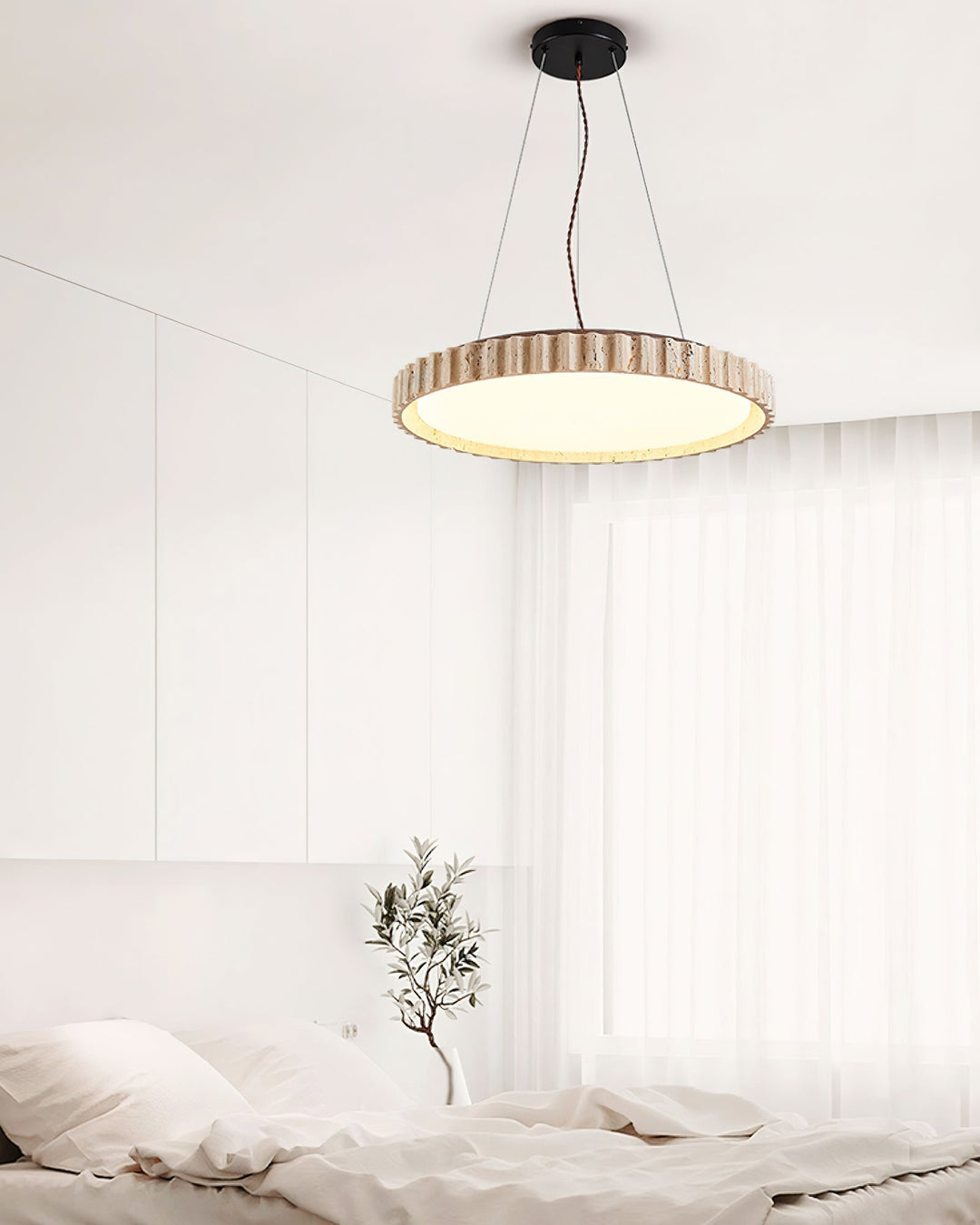 Elvenis Suspension Circulaire en Travertin - Neutralighting