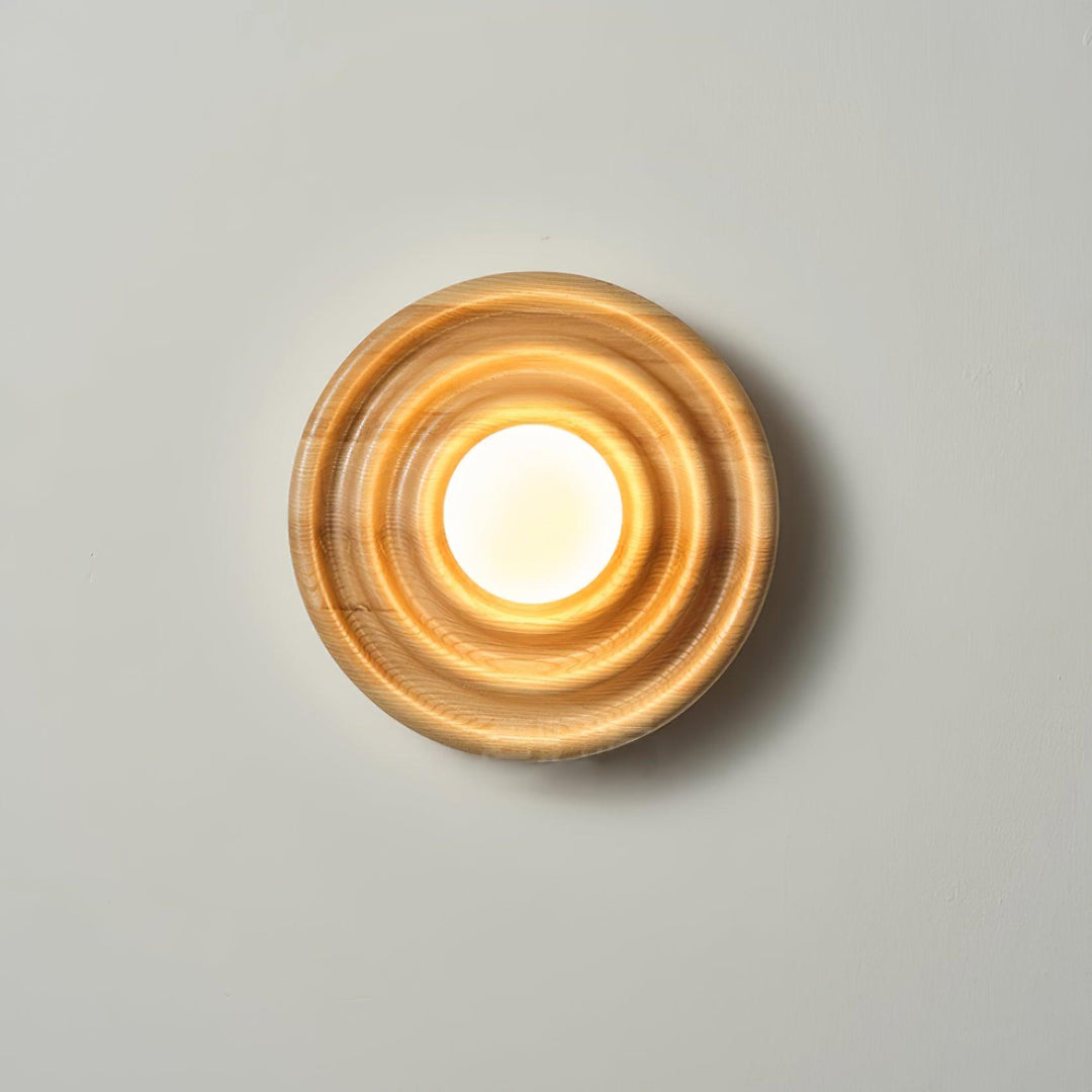 Lumoran Applique murale Ripple avec corps en bois de frêne et abat-jour en verre - Neutralighting