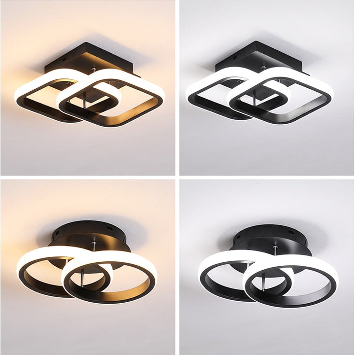 Arisha Plafonnier Carré/Rectangle/Rond Moderne, Métal/Acrylique, Noir/Blanc, Salon - Neutralighting