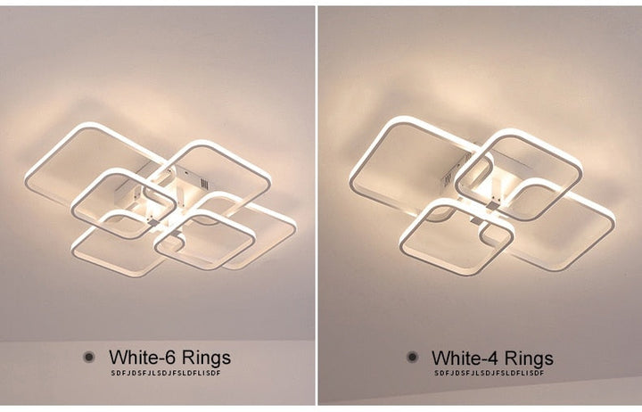 Arisha Plafonnier Carré/Rectangle/Rond Moderne, Métal/Acrylique, Noir/Blanc, Salon - Neutralighting