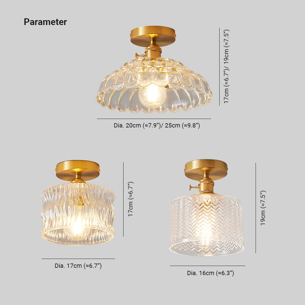 Arisha Plafonnier Luxueux Métal Verre Couloir - Neutralighting